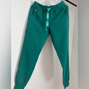 Figs Green Track Pants with Elastic Cuffs and Tapered Fit